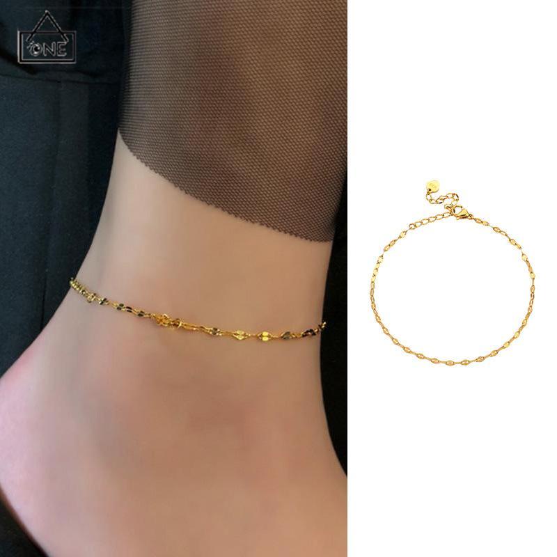 COD❤️Gelang Kaki Titanium Lapis Emas 24k Gold Anti Luntur  Anti Karatan-A.one