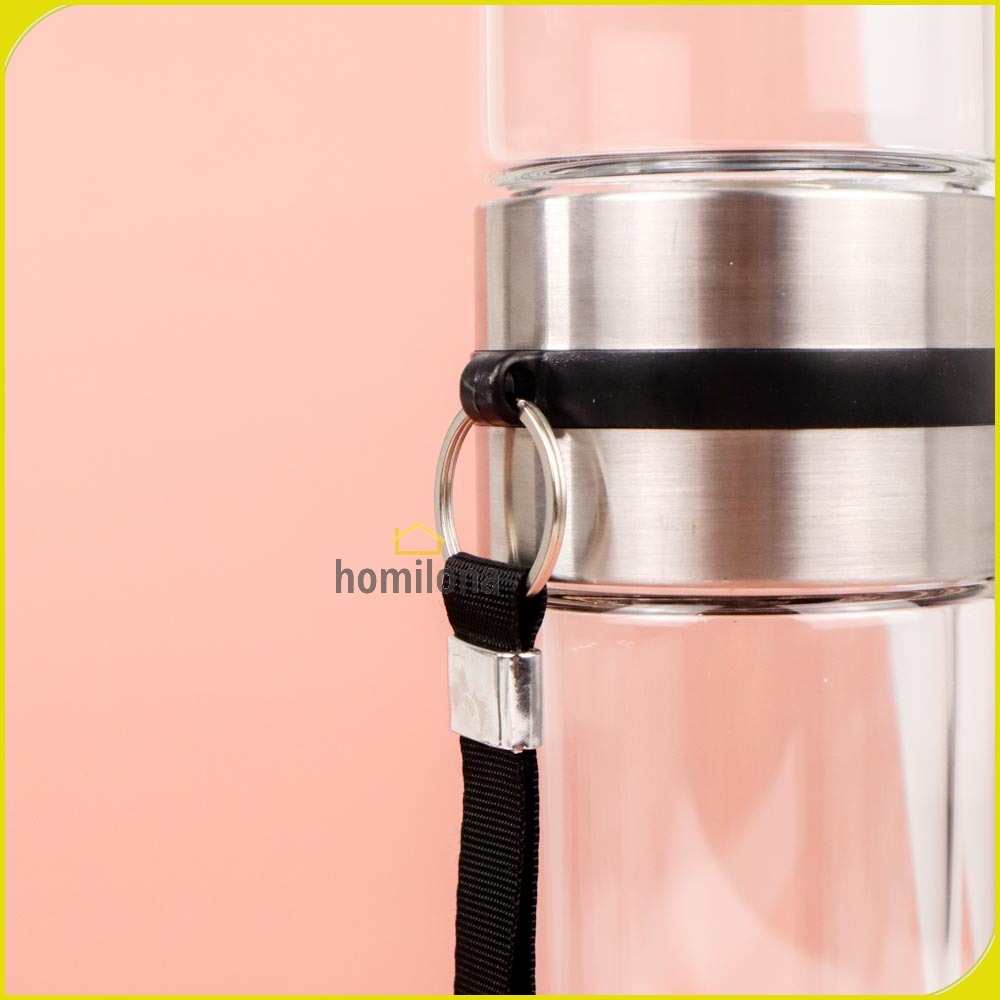 Botol Minum Double Layer Portable Tumbler Tea Separation Cups 400 ml One Two Cups VN301 Black