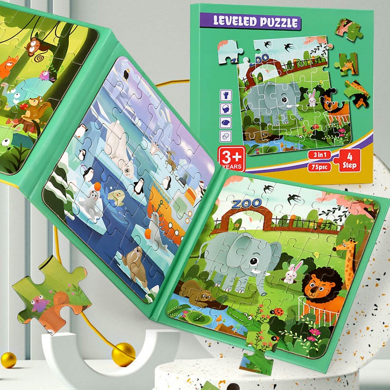 TweedyToys - Leveled Puzzle / Puzzle Buku 3 in 1 / Leveled Puzzle 5 Step / Mainan Anak Puzzle Magnet