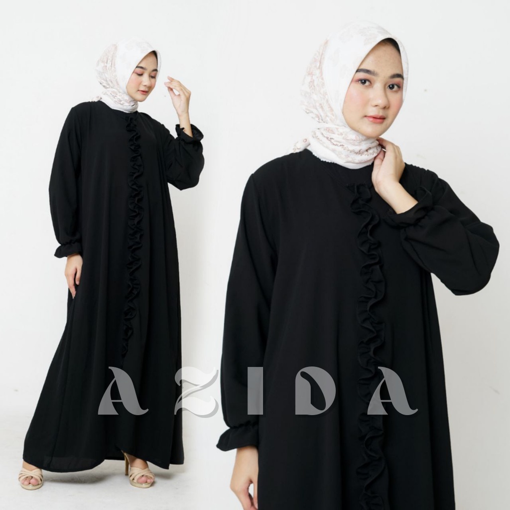 Gamis Hitam Kombinasi Renda Abaya Polos Tangan Karet Abaya Hitam Turkey Gamis Dress Arab