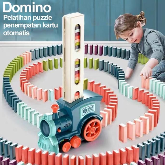 Mainan anak domino train kereta listrik