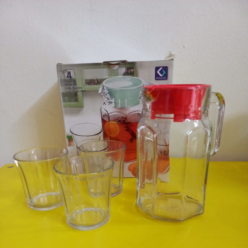 KIMGLASS PITCHER TEKO SET KACA ISI 4 PCS | SOUVENIR KADO PITCHER TEKO GELAS SET