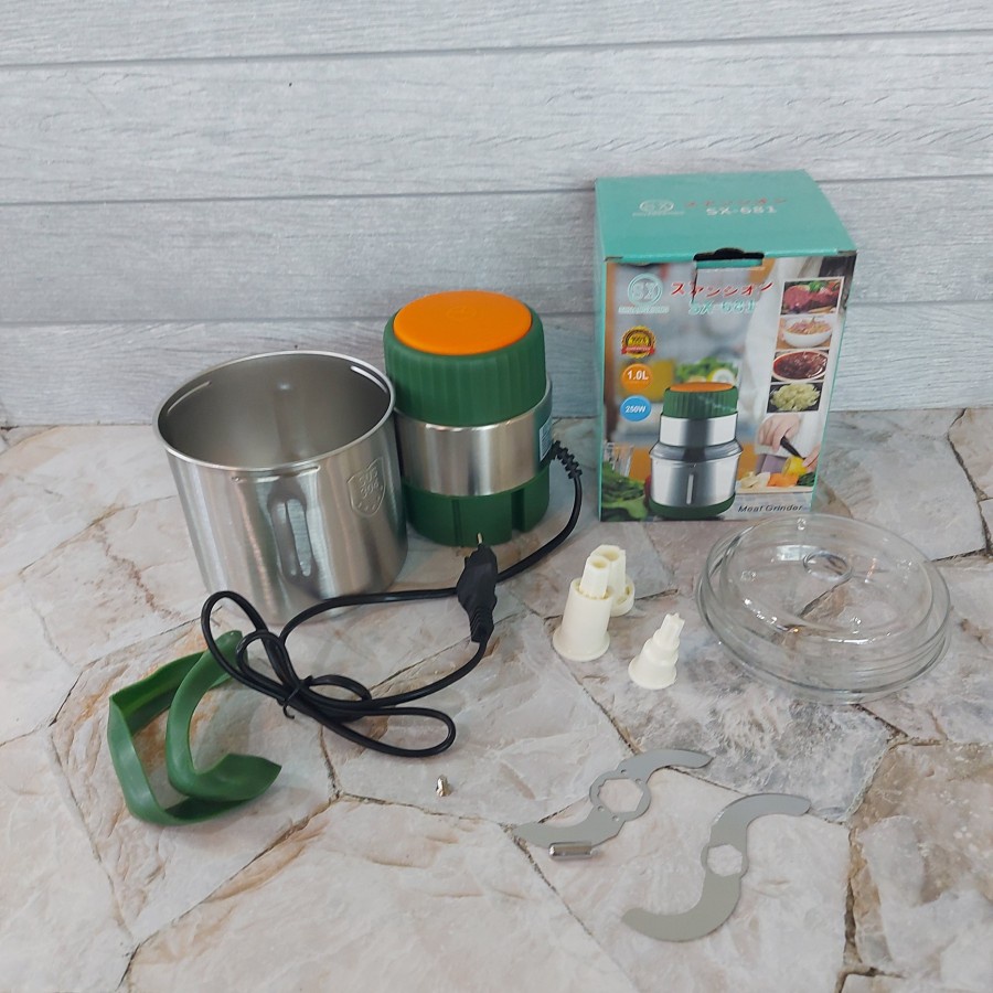 Meat Grinder Mini 1 Liter 250w Stainless Gilingan Daging Mini Sx 681