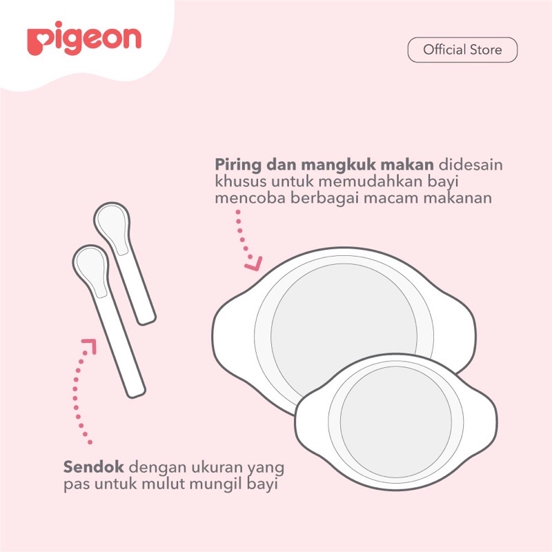 Pigeon feeding set besar - set peralatan makan bayi | piring makan bayi dengan gelas