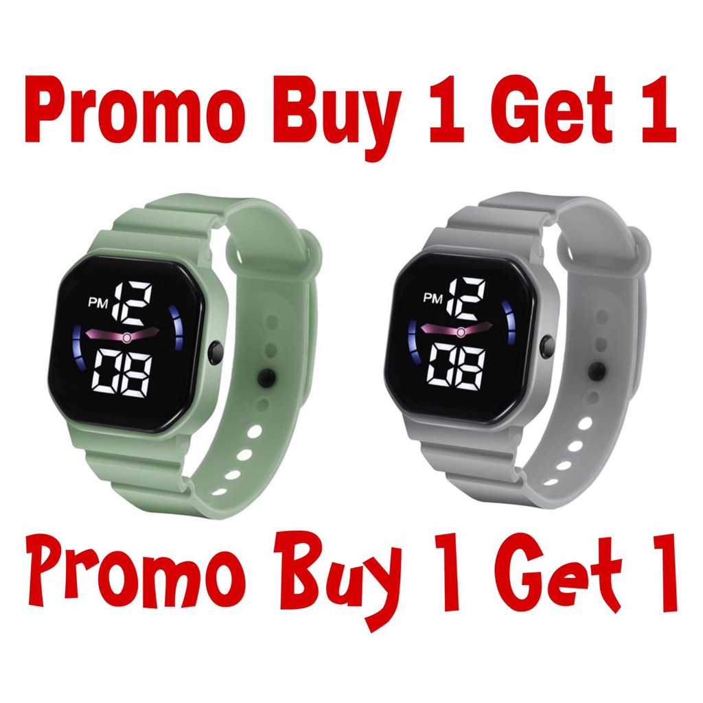 (KWS) PROMO BUY 1 GET 1 JAM TANGAN COUPLE PASANGAN PRIA WANITA LED DIGITAL C1-7