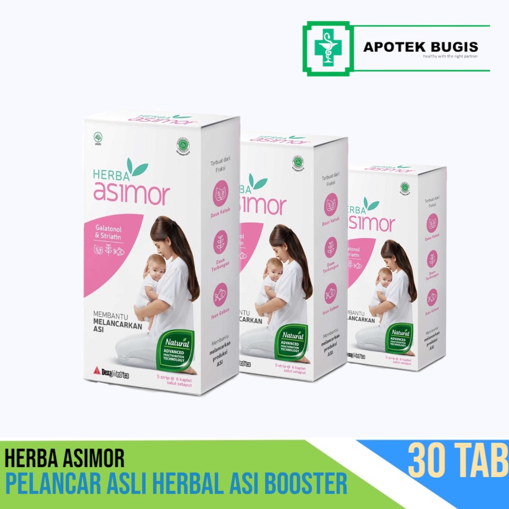 Herba Asimor Asi Booster Pelancar ASI Asli Herbal Daun katuk dan Ikan Gabus Isi 30 Tablet