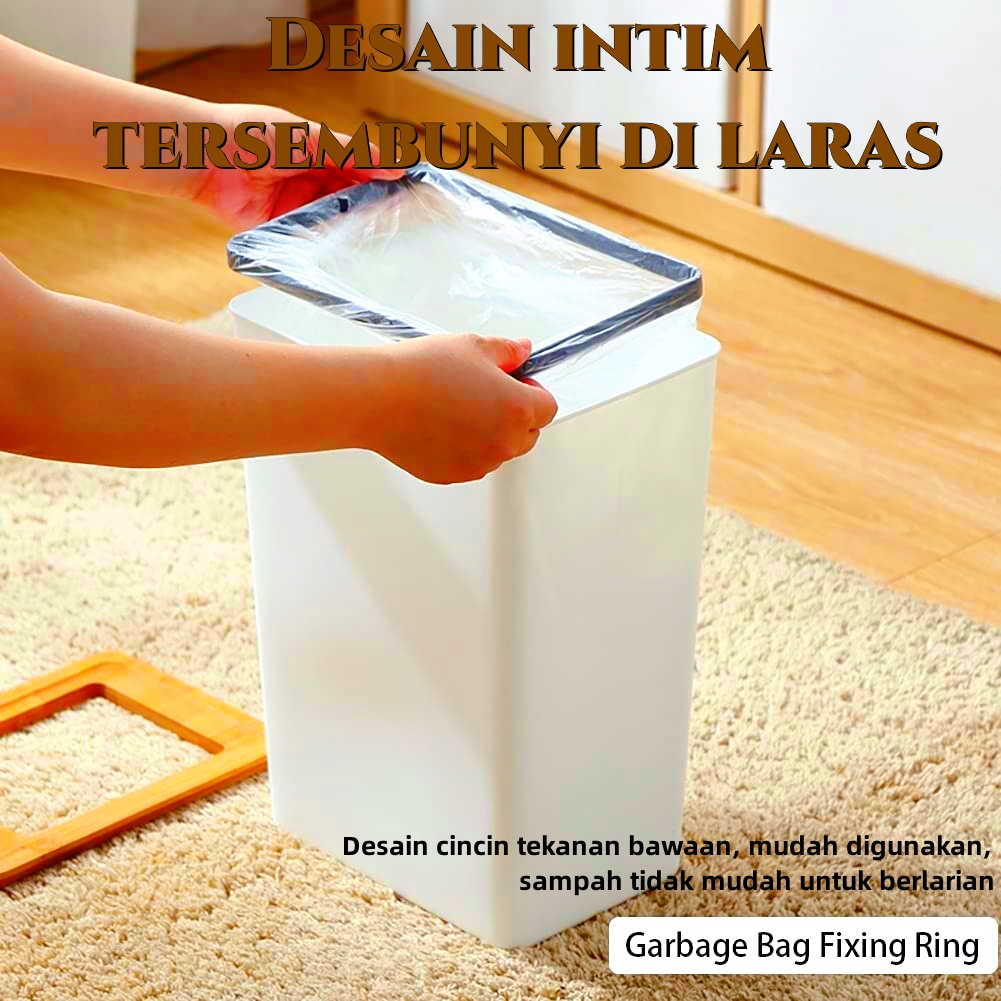 Tong Sampah / Tong Sampah+trash bag kantong sampah Tutup Kayu 7.5L/9L Tempat Sampah  Besar  Tong Sampah Aesthetic Tempat Sampah Mobil Tempat Sampah Kama  Tempat Sampah Tong  Ruang Tamu Kamar Mandi Dapur COD