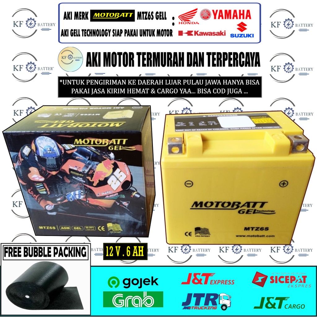 Jual AKI MOTOR SATRIA FU 150, KLX 150, AEROX 155, BEAT NEW ISS MTZ6S
