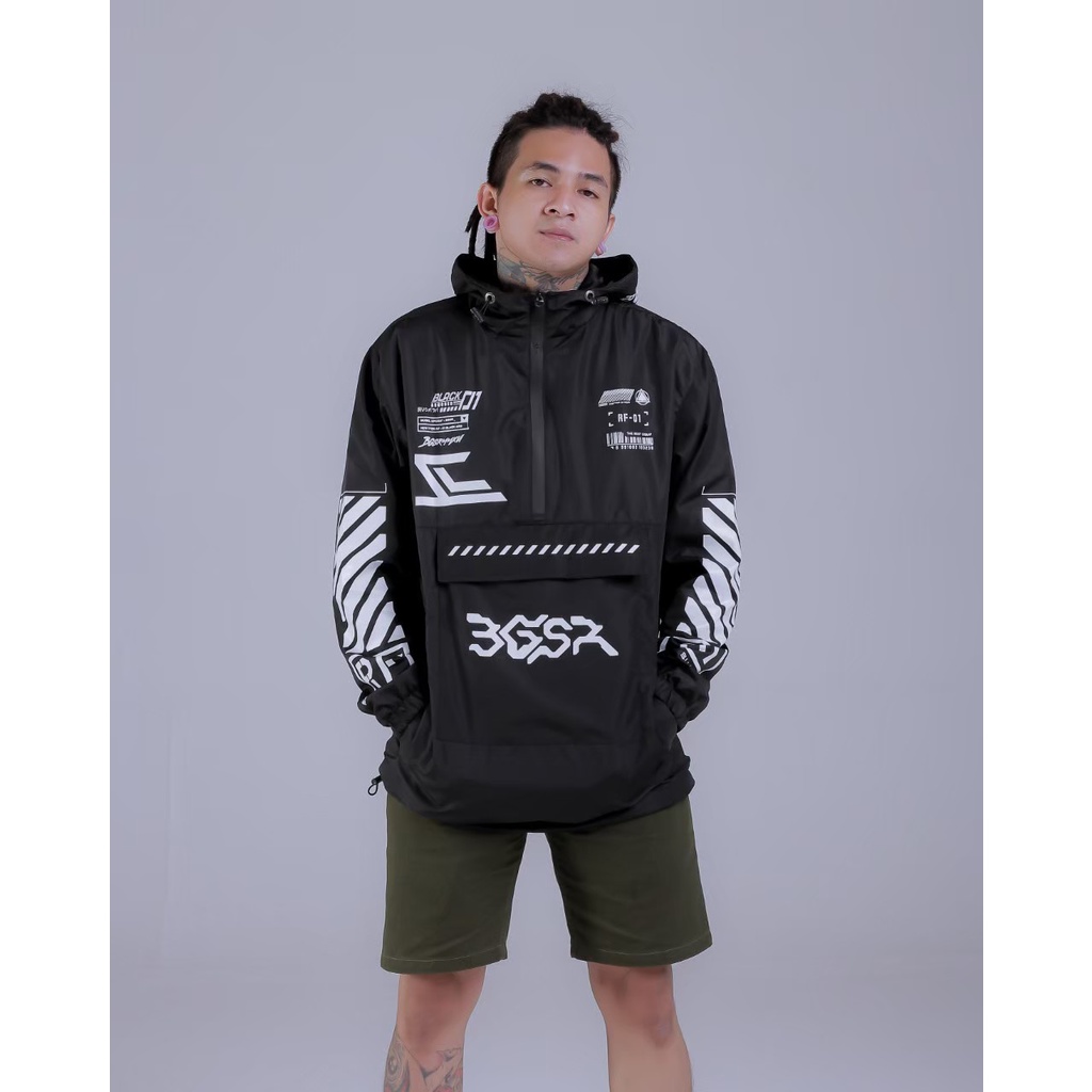 BGSR Jaket Parasut Cagoule Armored Black