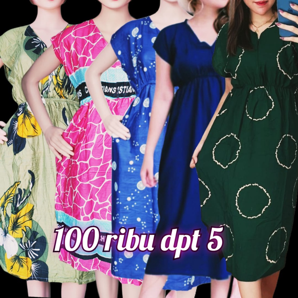 Daster 100 dapat 5 paket daster manohara kerut leher v / Dress manohara busui / daster rayon super a