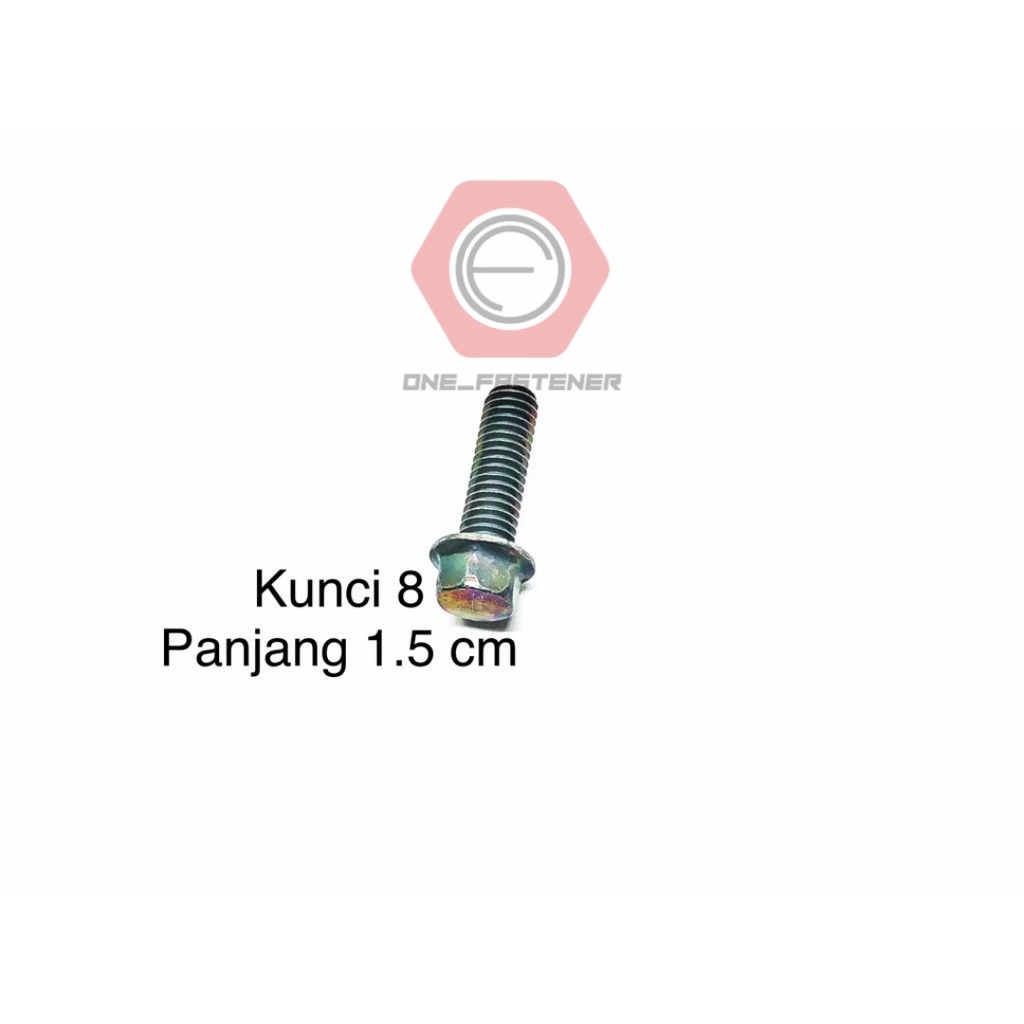 Baut Flange Bolt M6x15 Hijau Kunci 8 blok mesin cvt 6mm 1.5cm ulir 10