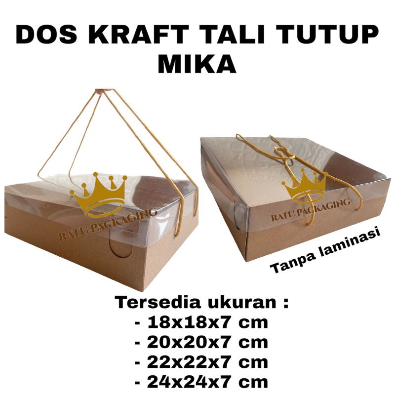 Jual Ratu Dos Kraft Tali Tutup Mika Tinggi Cm Kardus Box Kotak Hampers Kue Shopee Indonesia