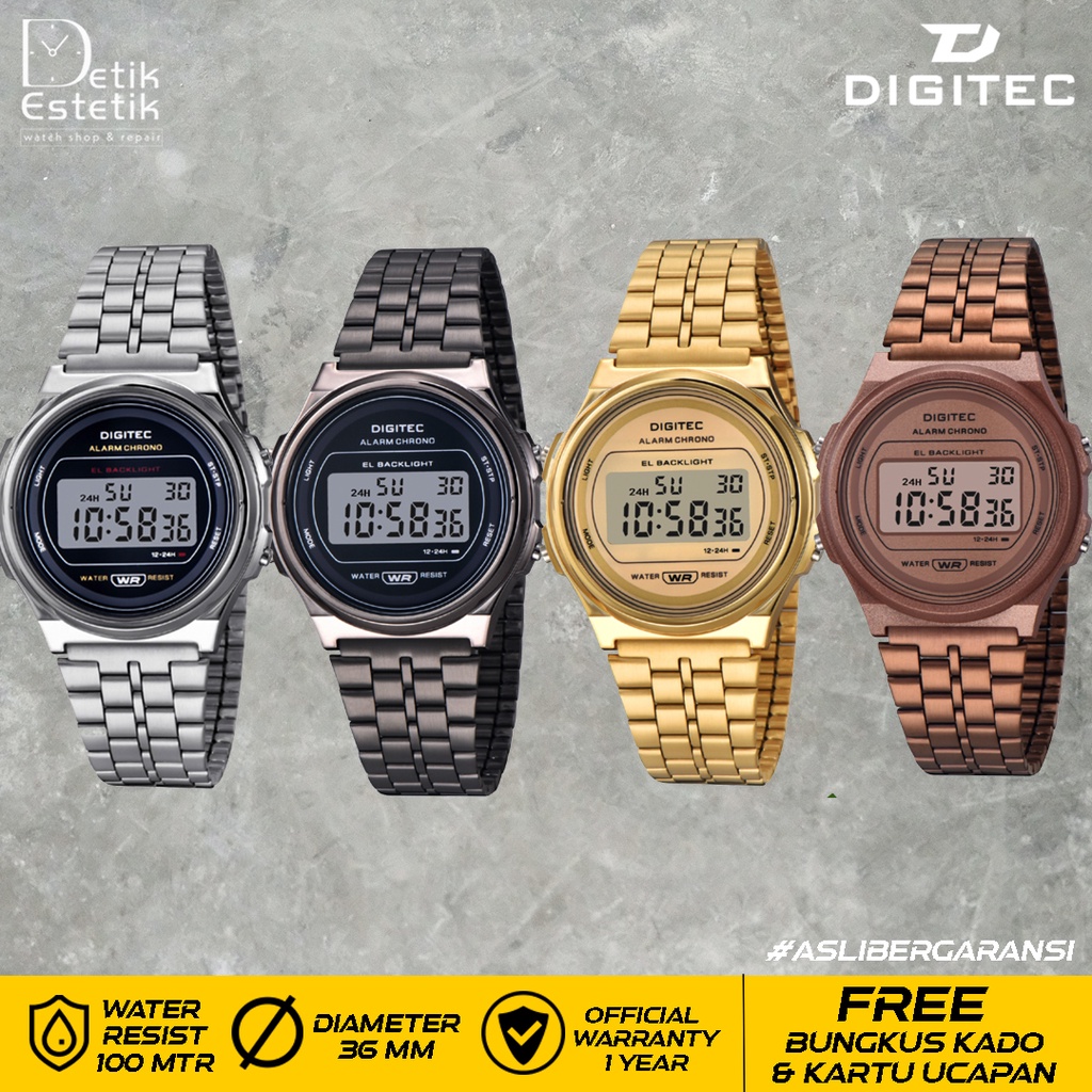 Jam Digitec Digital MDG 6063R / MDG 6063 Jam Wanita Rantai Original