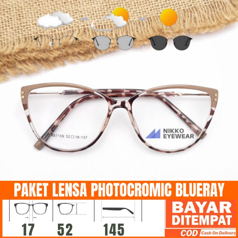 Paket Kacamata 87109 Lensa Antiradiasi Photocromic Blueray