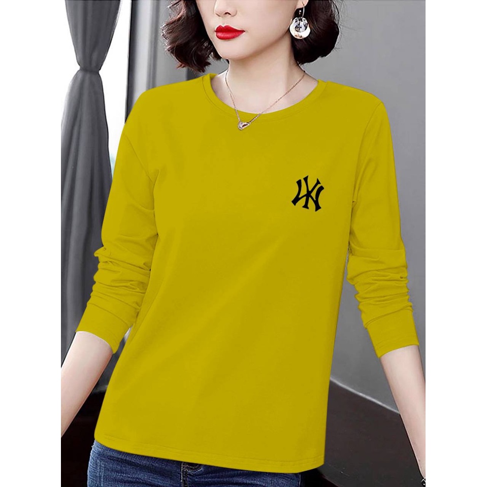 DL88 I BAJU TRENDY LOGO NY WANITA TERBARU-KAOS DISTRO CEWEK LENGAN PANJANG TERLARIS MASA KINI