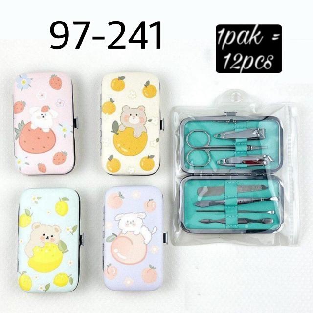 gunting kuku set alat menicure pedicure isi 7 meni pedi box kulit FRUIT 75397