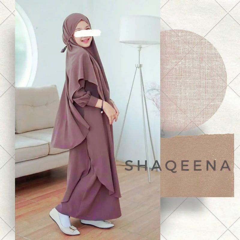 C.P-GAMIS TANGGUNG UMUR 10 12 TAHUN SHAQEENA SYAR'I KIDS FREE HIJAB BAHAN MOSCREPE GAMIS ANAK TANGGUNG