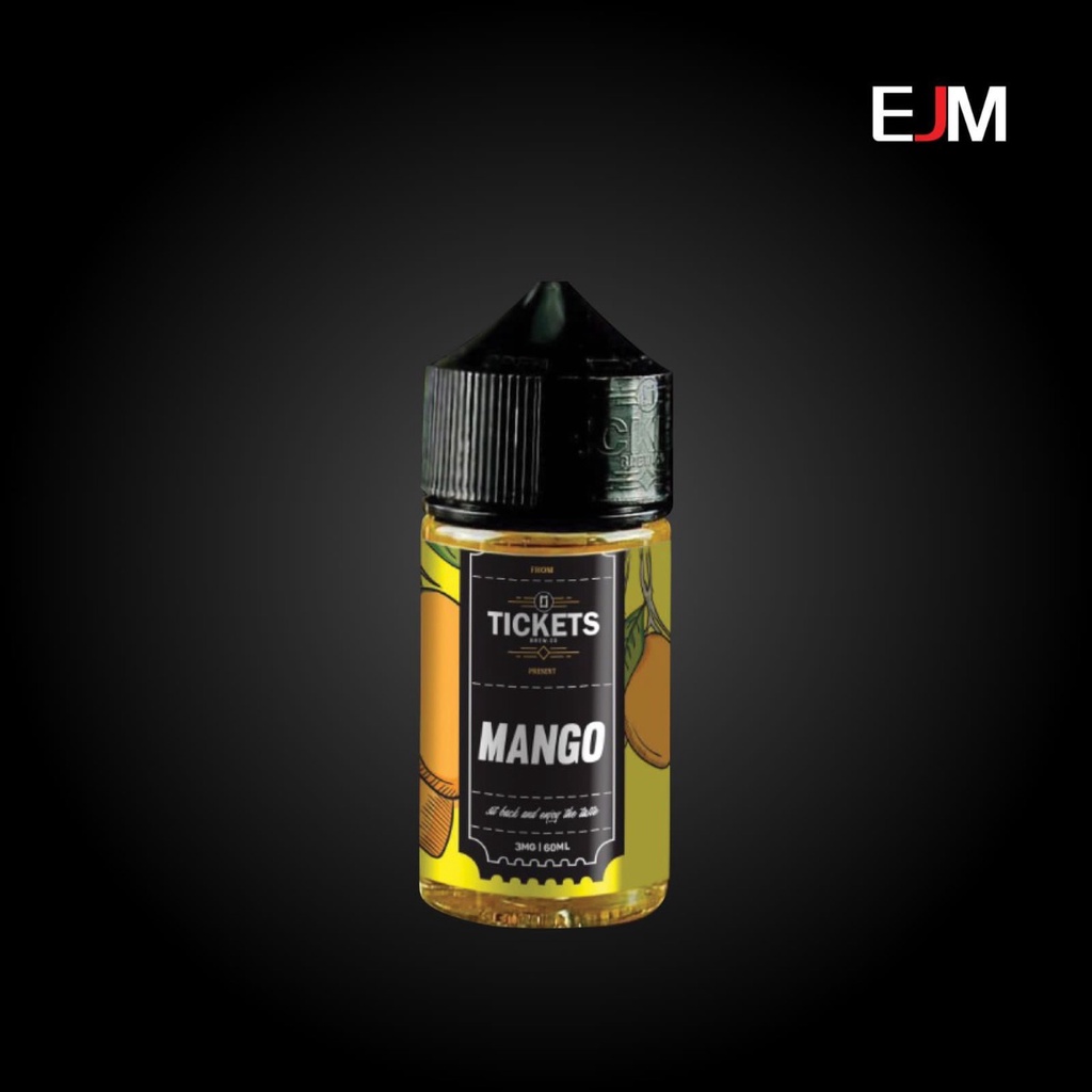 LIQUID TICKETS MANGO 60ML 3MG BY EJM - FREEBASE NICOTINE - AUTHENTIC