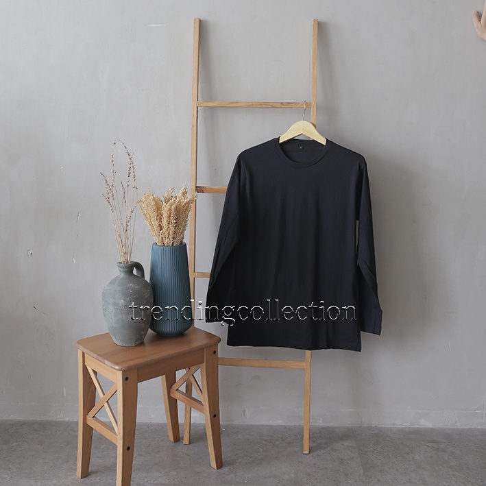 kaos polos pria lengan panjang cotton premium baju kaos polos tangan panjang terlaris