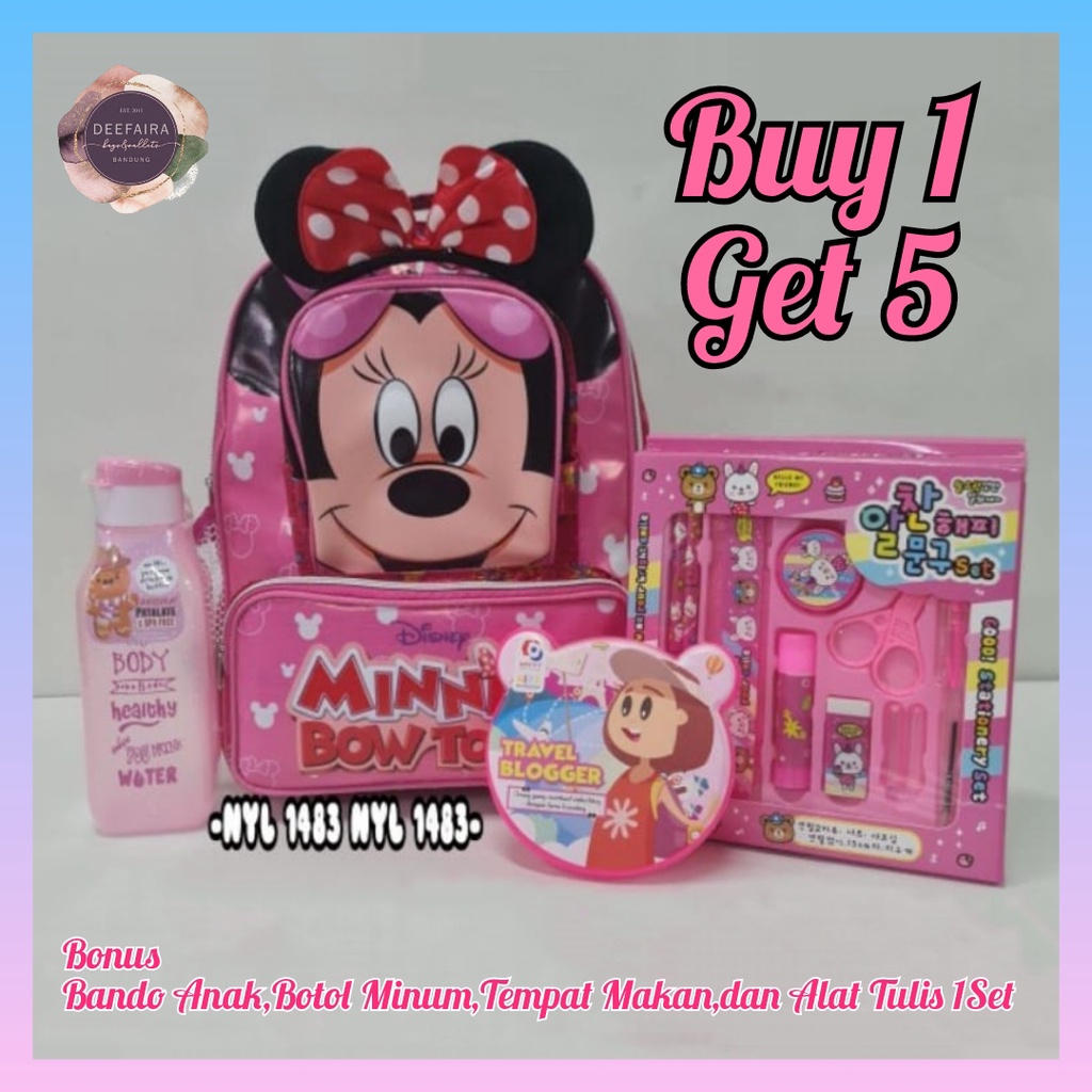 Tas Ransel Sekolah Anak Perempuan M1n1m0use Bando Buy 1 Get 5 Untuk Tk Sd