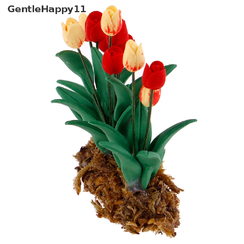 Gentlehappy 1Pc Miniatur Tanaman Bunga Tulip Skala 1: 12 Untuk Dekorasi Taman Rumah Boneka