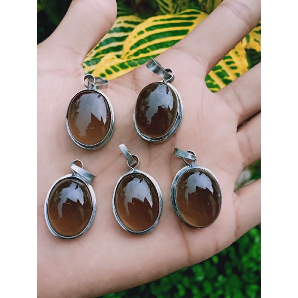liontin kalung batu smoke Quartz asli / liontin kalung batu solar Padang asli