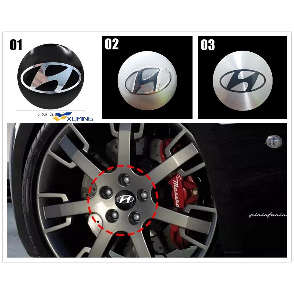 Xuming 4Pcs / Set Stiker Emblem Logo Hyundai 56mm Untuk Hub Tengah Velg Mobil