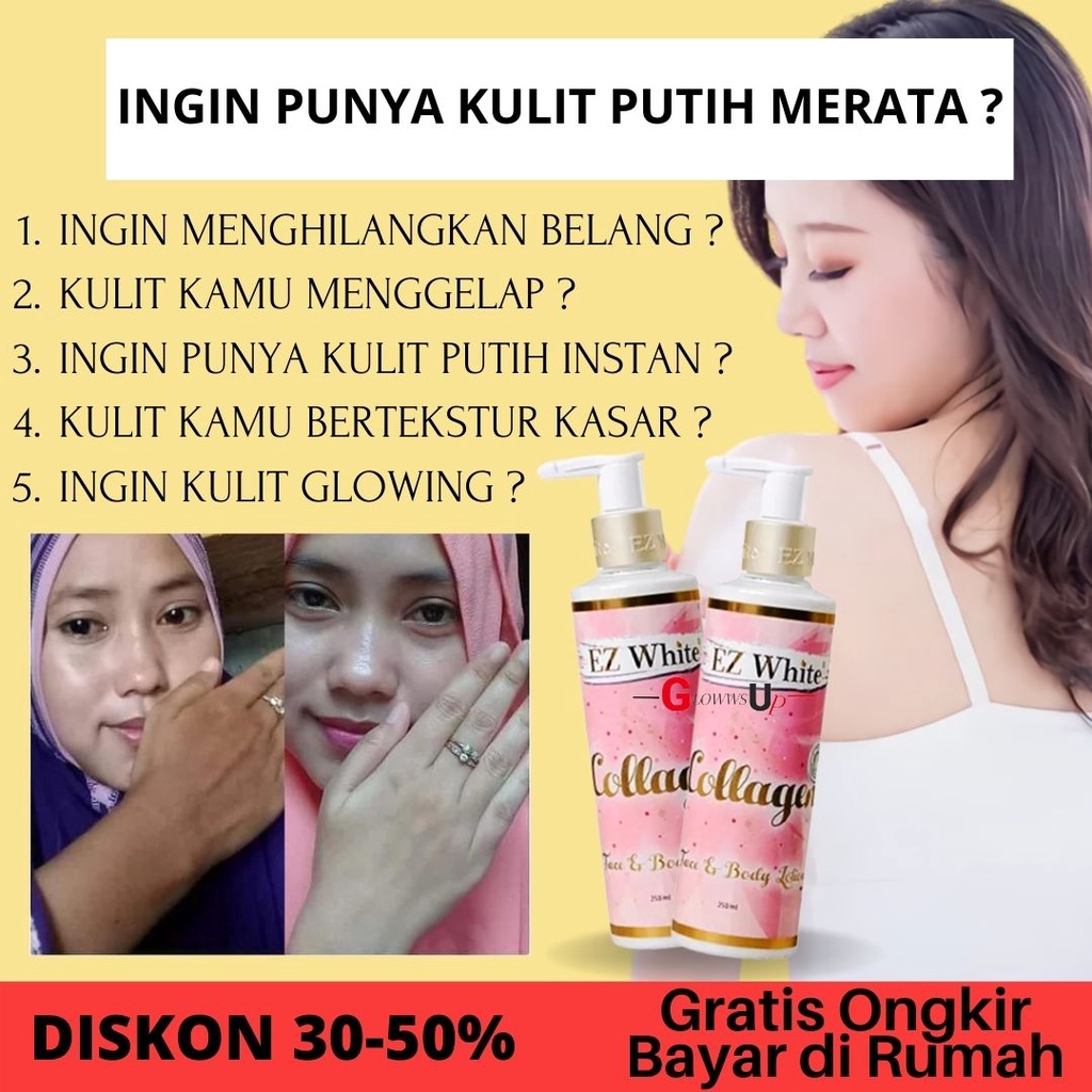 LOTION PEMUTIH EZ WHITE COLLAGEN FACE N LOTION 250ML ORIGINAL PEMUTIH BADAN PERMANEN PERAWATAN TUBUH