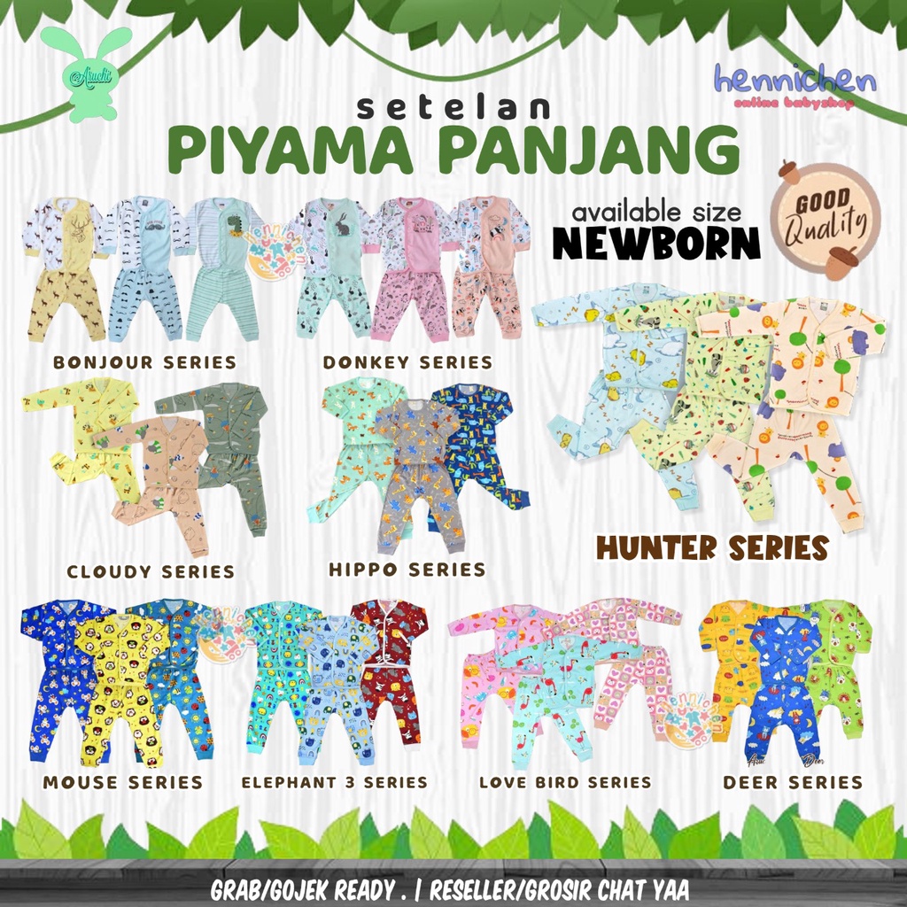 BANYAK MOTIF Velvet / Libby / Miyo / Aruchi /Junior  Setelan piyama anak CLOUD / HUNTER SERIES PANJANG NEW BORN / 3-6 BULAN  baju anak / baju bayi