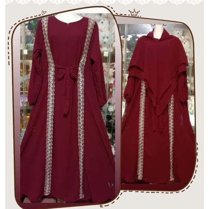 Gamis syar.i cerutti babydoll versi Abaya pariasi renda gold 2 garis lulus ful sampai bawah/gamis syari.i dewasa busui