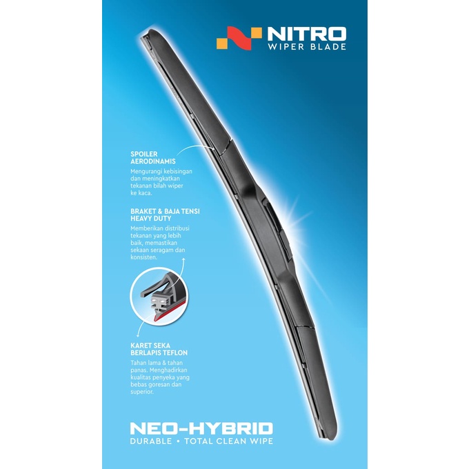 Wiper depan mobil Baleno Hatchback sepasang kanan kiri ukuran 21'' dan 18'' Nitro Neo Hybrid