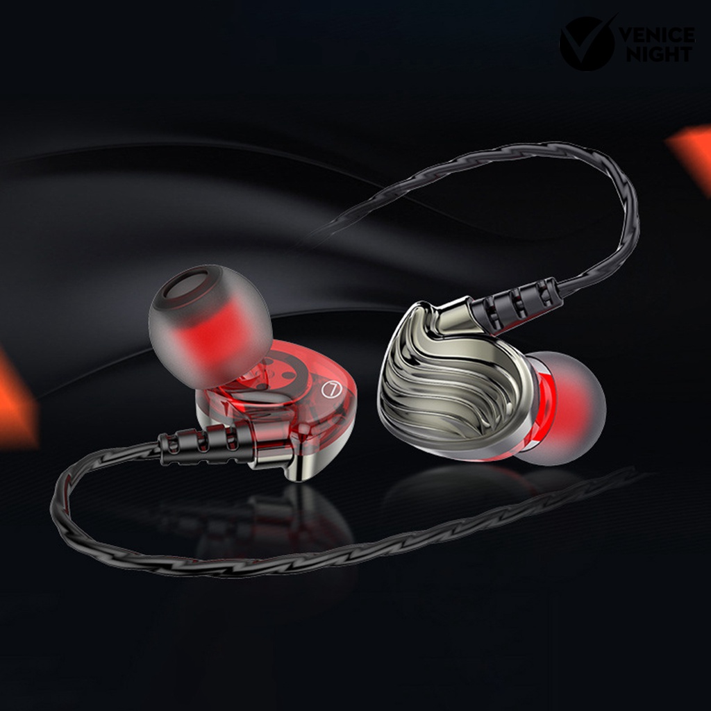 (VNEP) (Berkabel) Universal 3.5mm Plug Warna Solid Earphone In-ear Bass Berat dengan Mikrofon