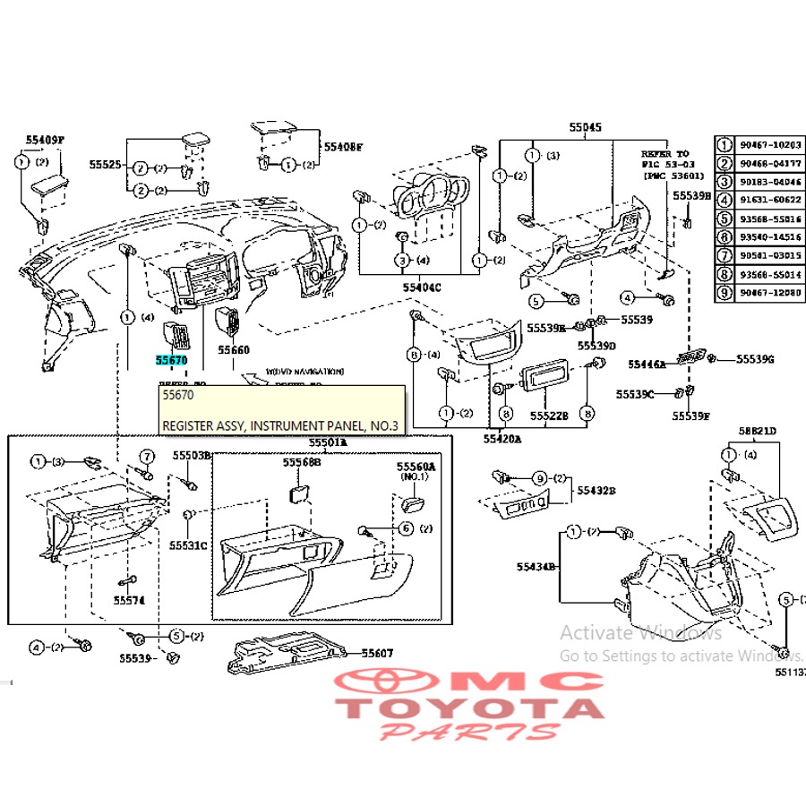 Grille Gril Kisi-Kisi AC Depan Tengah Kiri Harrier 55670-48050