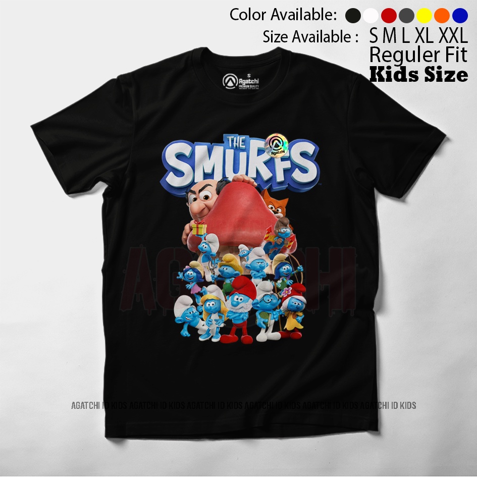 Baju Kaos Atasan Anak Laki - Laki Agatchi Motif Smurf V2