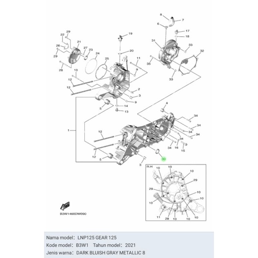 SEAL SIL KRUK AS KREK AS KIRI FREEGO GEAR 125 FAZZIO ASLI ORI YAMAHA 93102 25824