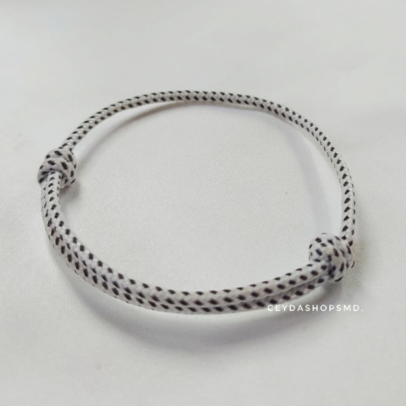 Gelang Tangan Tali Prusik Putih Aksesoris Serut