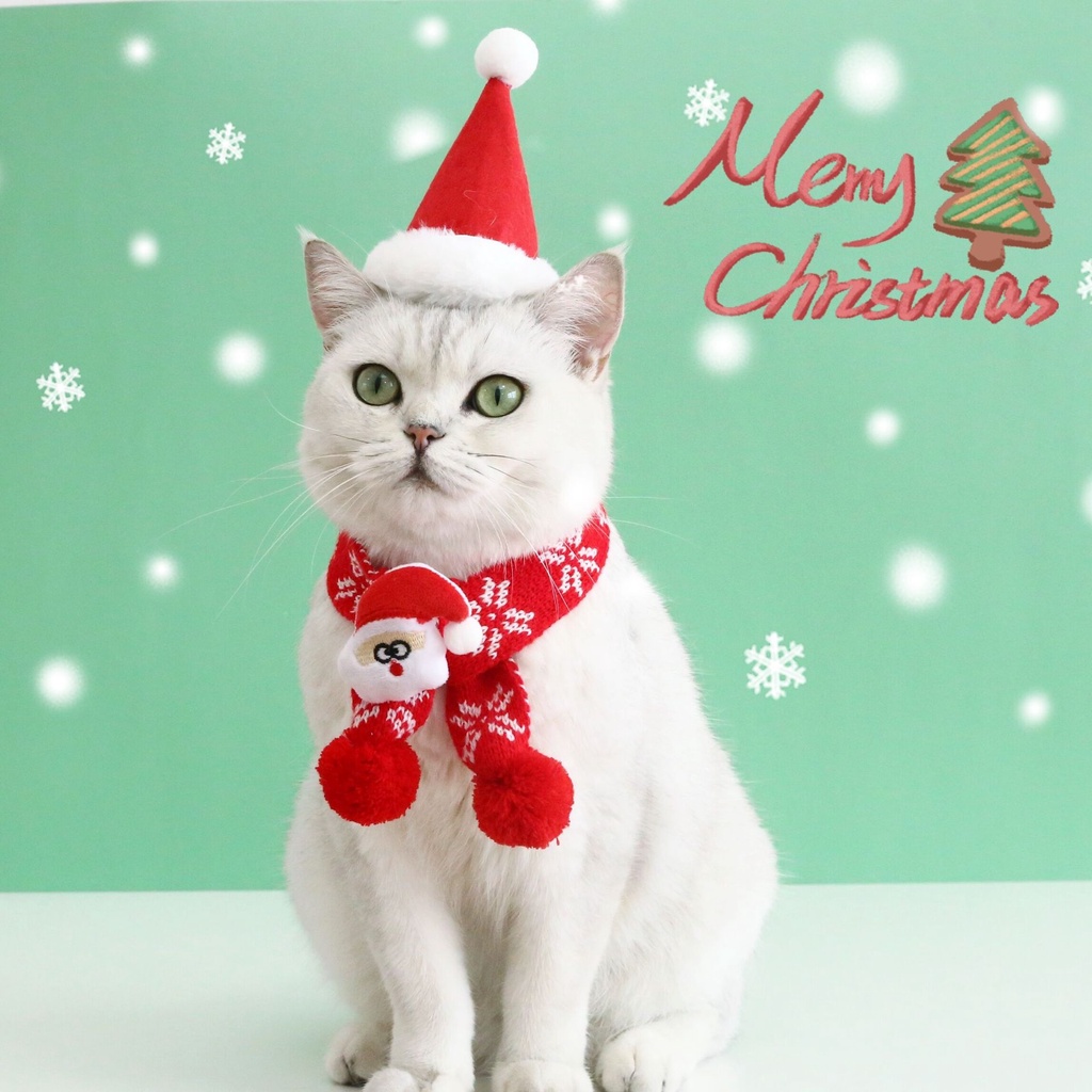 Syal Rajut Hangat Desain snowflake Santa Claus Natal Untuk Anjing / Kucing Peliharaan