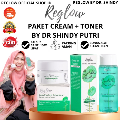 PAKET REGLOW Cream Dan Toner Micellarwater Skincare Original dr Shindy Putri Pelembab Pencerah Perawatan Wajah Glowing BPOM Penghilang Flek Hitam Milia Jerawat Bruntusan Komedo Pori Besar