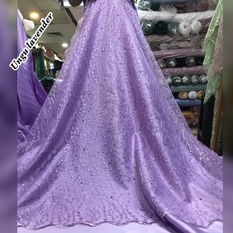 MURAH!!! kain bahan Tulle akar mutiara / bahan kebaya brokat tille ( TULE PADI).