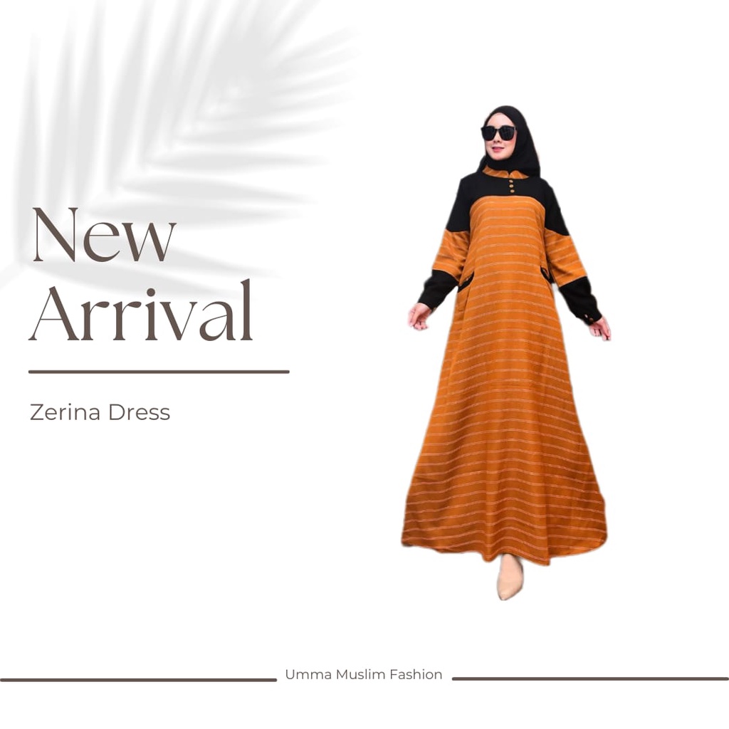 Gamis Motif| Gamis Wanita| Gamis Semiwoll| Zerina Dress by Umma Muslim Fashion