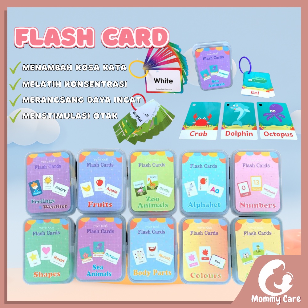 MOMMYCARE KARTU PINTAR BALITA FLASH CARD BALITA MURAH EDUKASI KARTU PINTAR ABJAD HEWAN BUAH ALFABET HIJAIYAH BELAJAR MEMBACA RAMBU