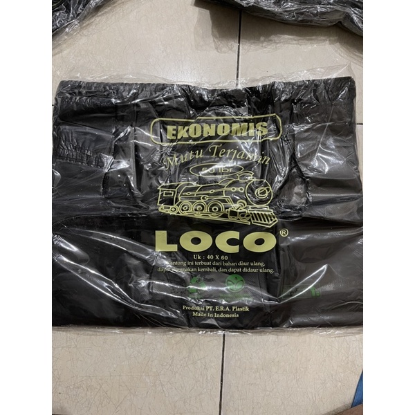 Kantong Plastik HD LOCO Ekonomis Hitam Ukuran 24x 40 cm isi 50 lembar / kresek kantong warna hitam