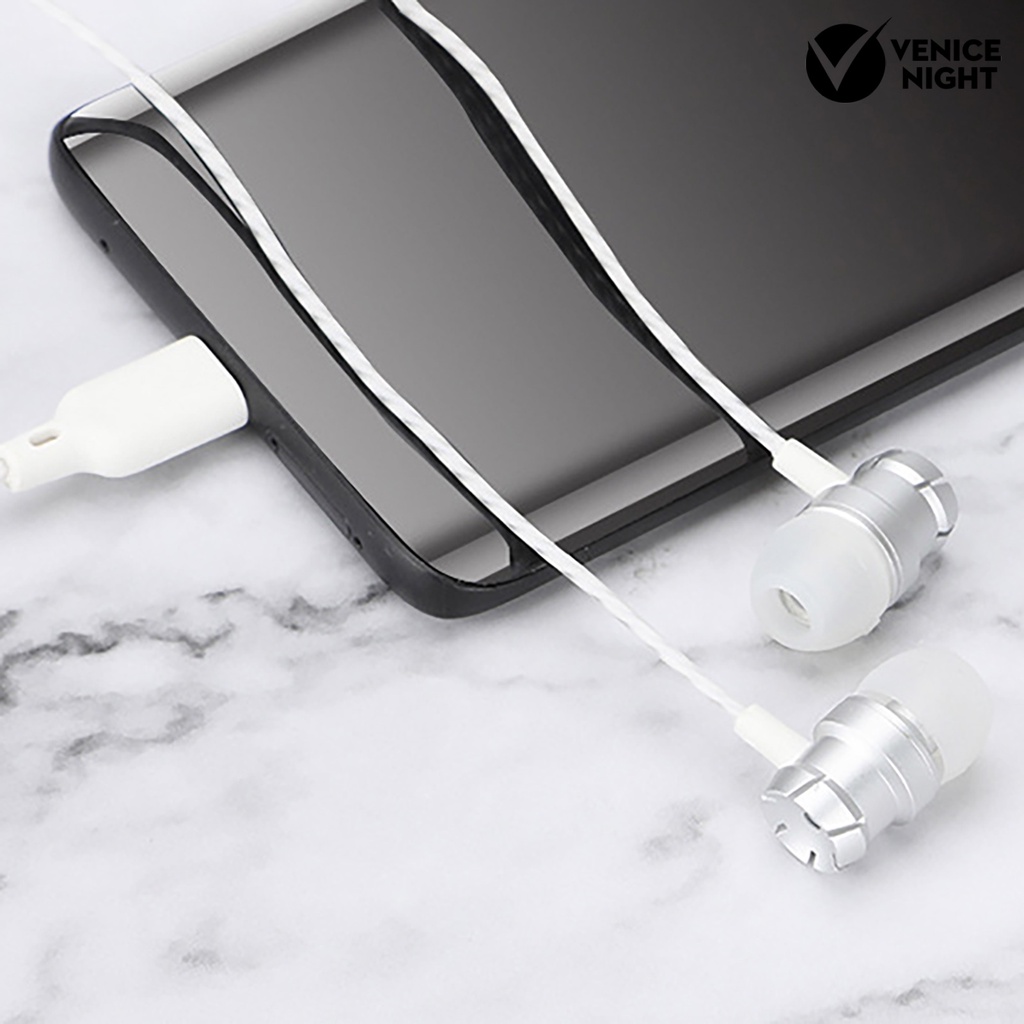 (VNEP) (Berkabel) Earphone Universal Noise Reduction In-ear Earbuds Stereo Headphone dengan Mic untuk Ponsel Type-C