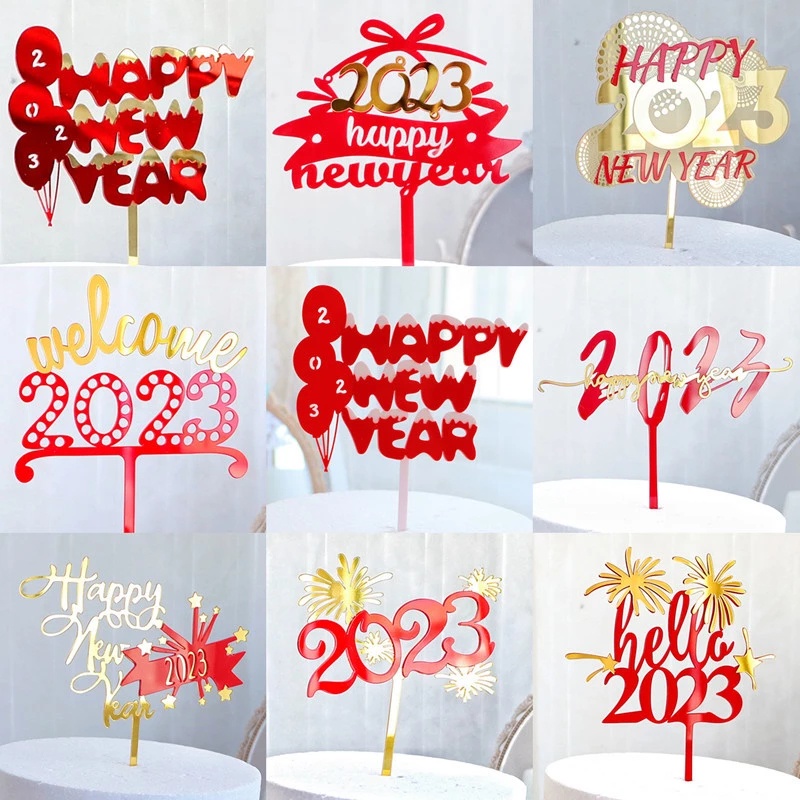 Topper Kue Desain Happy Birthday Warna-Warni Bahan Akrilik Untuk Dekorasi Natal Tahun Baru 2023