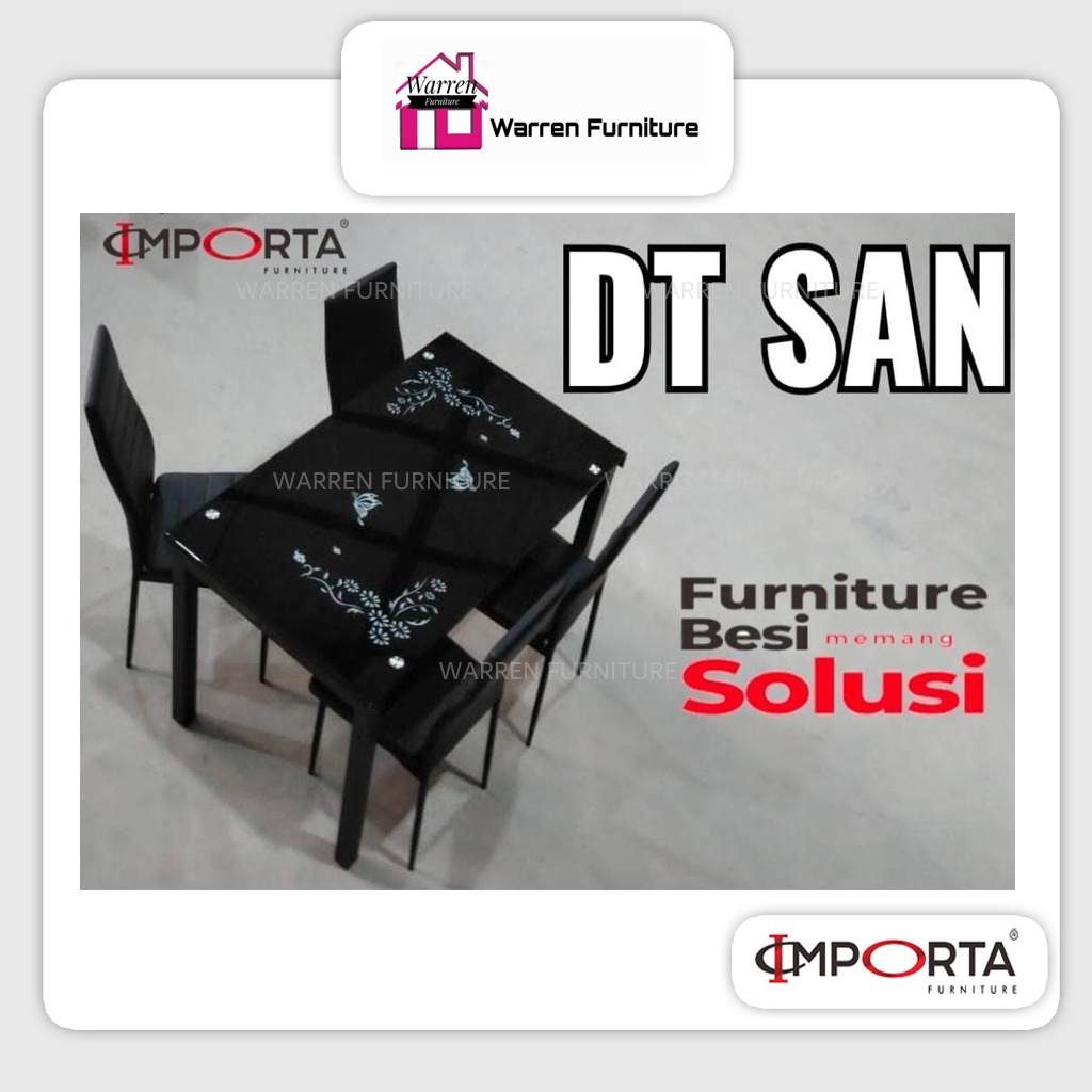 Meja makan Kaca 4 Kursi