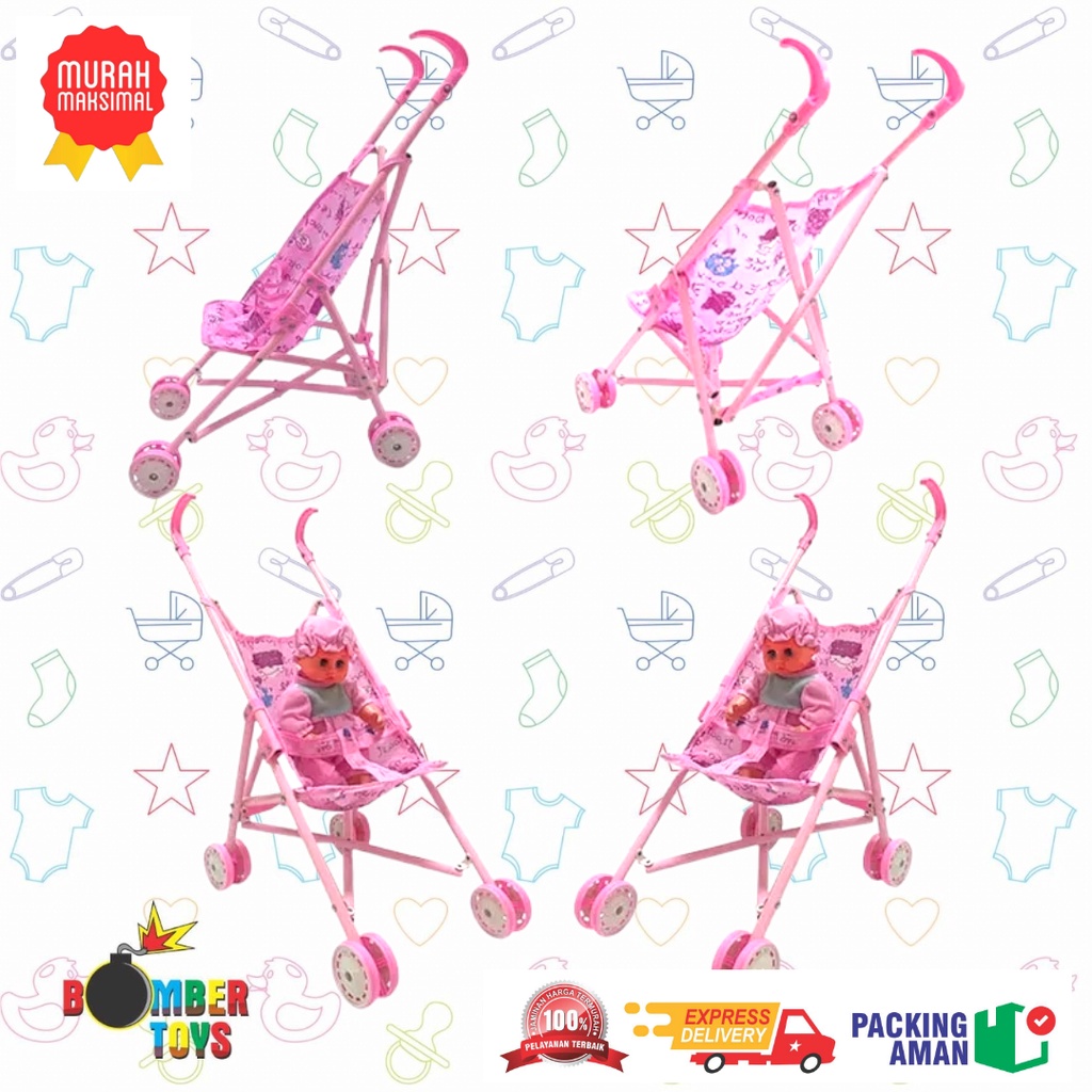 MAINAN DORONGAN BAYI BONEKA STROLLER BAYI A2019-10 Music Besar Jumbo papa mama ic