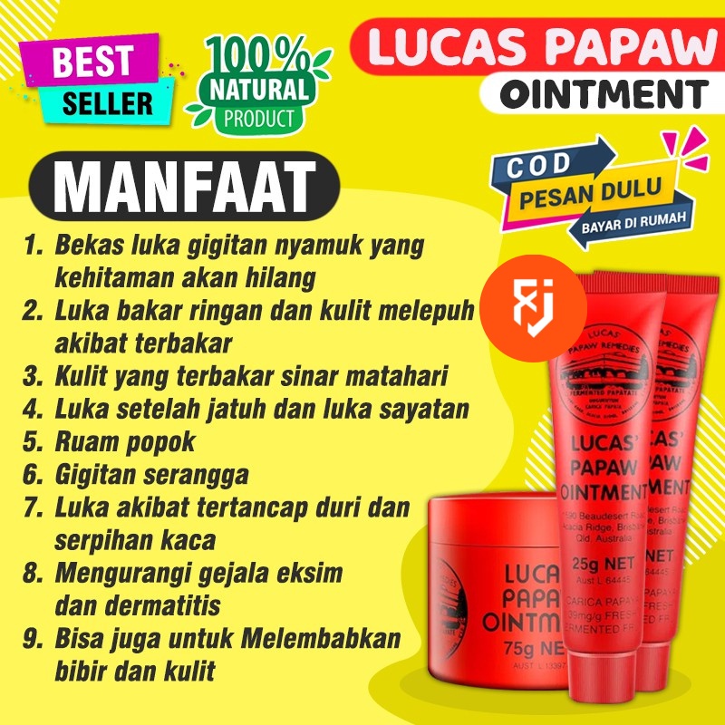 𝗟𝘂𝗰𝗮𝘀 𝗣𝗮𝗽𝗮𝘄 𝗢𝗶𝗻𝘁𝗺𝗲𝗻𝘁 Fullsize 25gr [Australia], Krim Ampuh Penghilang Bekas / Pelembab Bibir Best Seller
