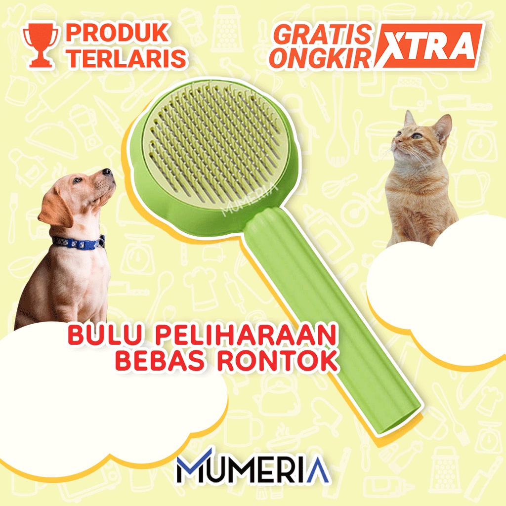 Pet Grooming Brush Sisir Sikat Bulu Rambut Kucing Anjing Hewan Peliharaan Model Bunga Tombol Pembersih Self Qucik Cleaning Press Button Praktis Murah Bagus