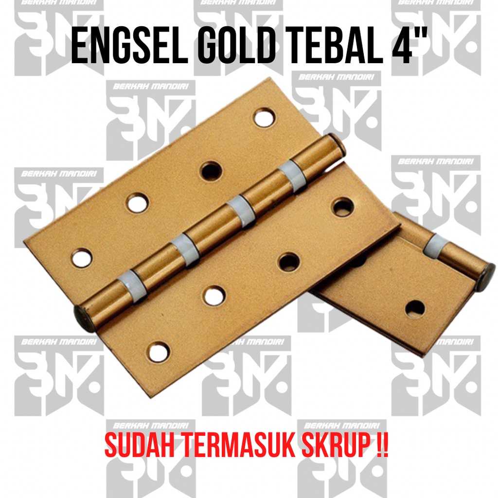 Engsel Pintu/Jendela Gold Tebal 4 inch khusus pintu rumah besar engsel pintu baut 4 Berkualitas Kuat Ekonomis Harga Per 1 Pasang