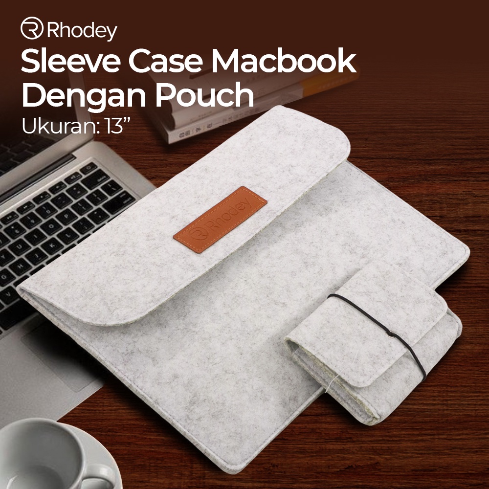 Sleeve Case Laptop Macbook 13 Inch with Pouch - AK01 - OMIPIYLR Light Gray